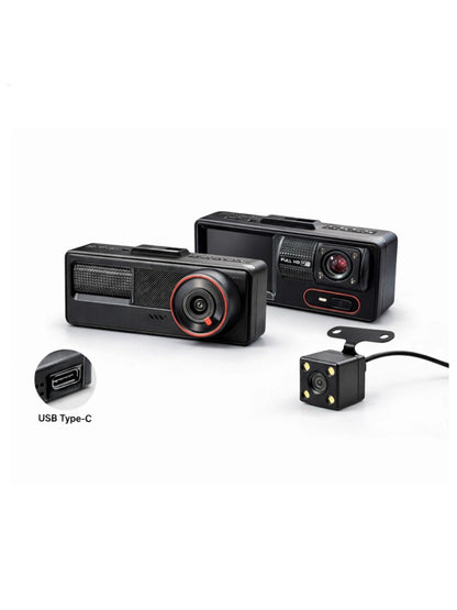 Dashcam 3 Canaux WiFi 1080P – Caméras Avant, Intérieure et Arrière