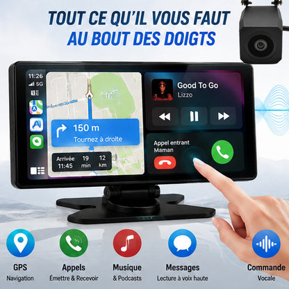 Écran CarPlay & Android Auto 10″ IPS HD avec GPS et Caméra de Recul