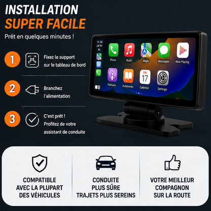 Écran CarPlay & Android Auto 10″ IPS HD avec GPS et Caméra de Recul