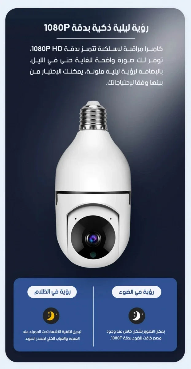 Caméra Ampoule WiFi – Caméra de Surveillance Intelligente 360°
