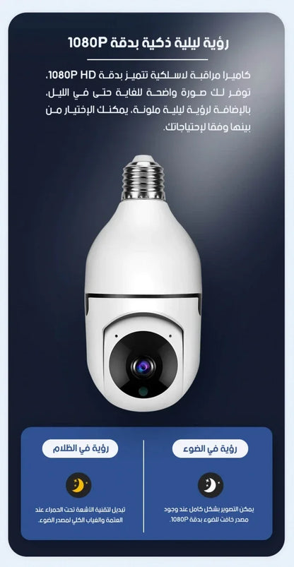 Caméra Ampoule WiFi – Caméra de Surveillance Intelligente 360°
