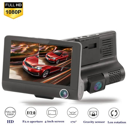 Caméra de Voiture 3 Lentilles Full HD 1080P – Dashcam avec Caméra de Recul