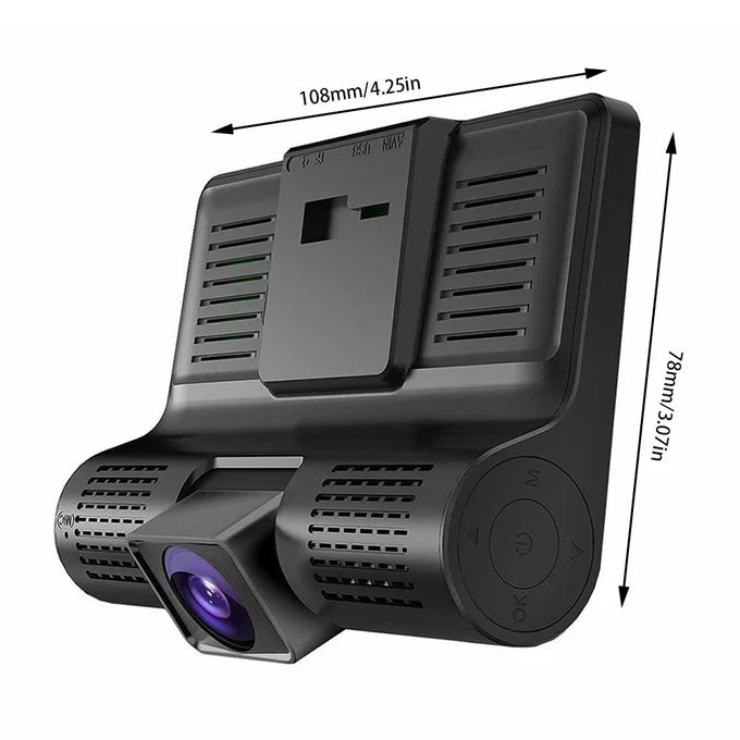 Caméra de Voiture 3 Lentilles Full HD 1080P – Dashcam avec Caméra de Recul