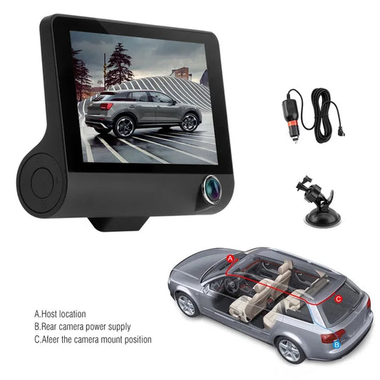 Caméra de Voiture 3 Lentilles Full HD 1080P – Dashcam avec Caméra de Recul