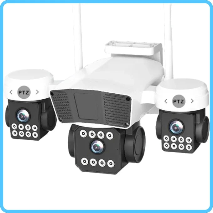 Caméra Solaire à 3 Lentilles – Surveillance Intelligente Multi-Angle