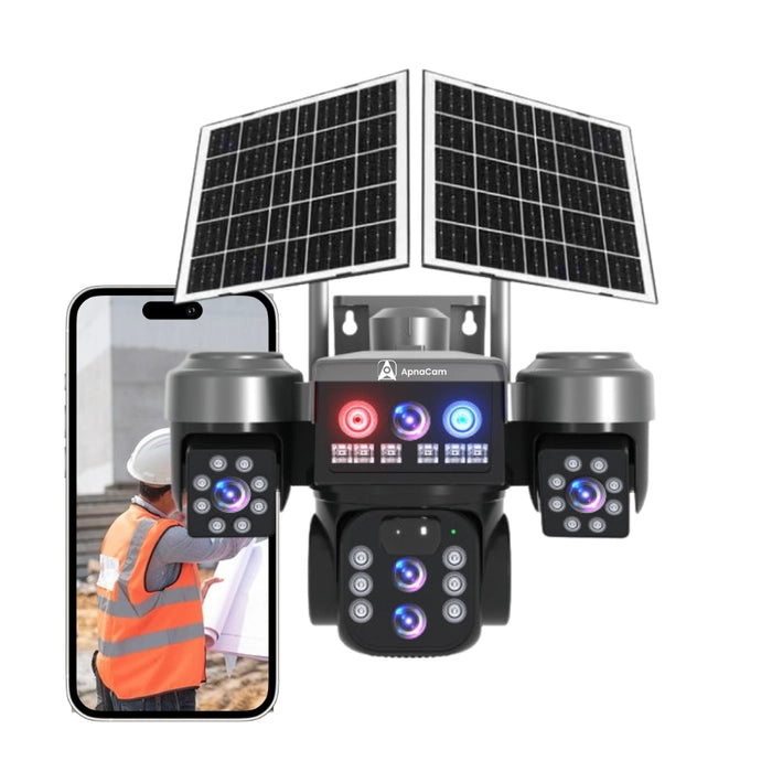 Caméra Solaire 15MP à 3 Lentilles – Surveillance Extérieure Multi-Angle