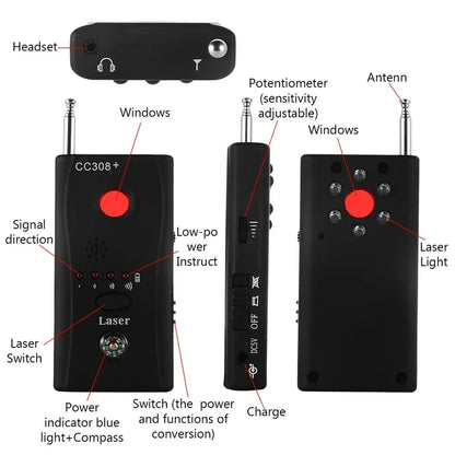 Détecteur de Caméras Cachées CC308 – Protection Contre l'Espionnage