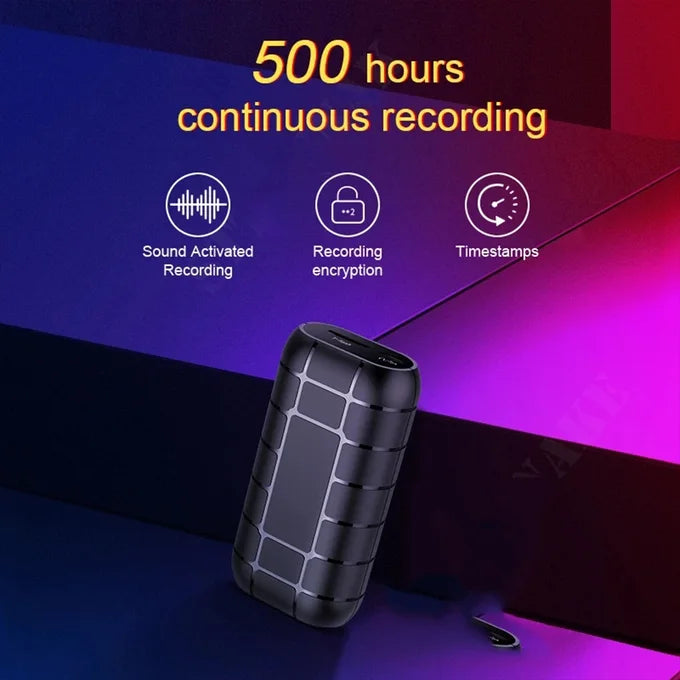 Enregistreur Vocal Numérique Professionnel – Jusqu'à 500 Heures d'Enregistrement