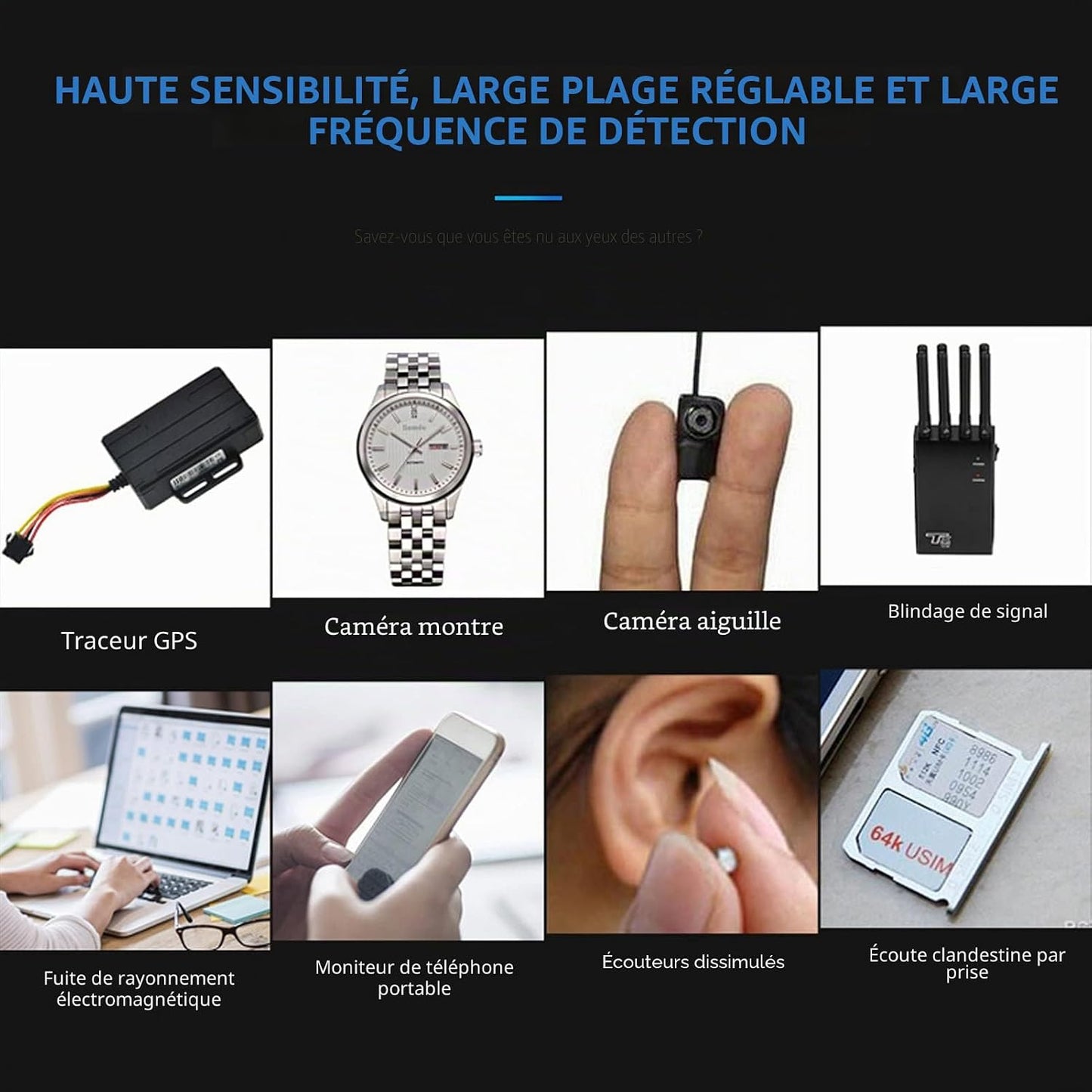 Détecteur Anti-Espion Professionnel – Protection Complète de Votre Vie Privée