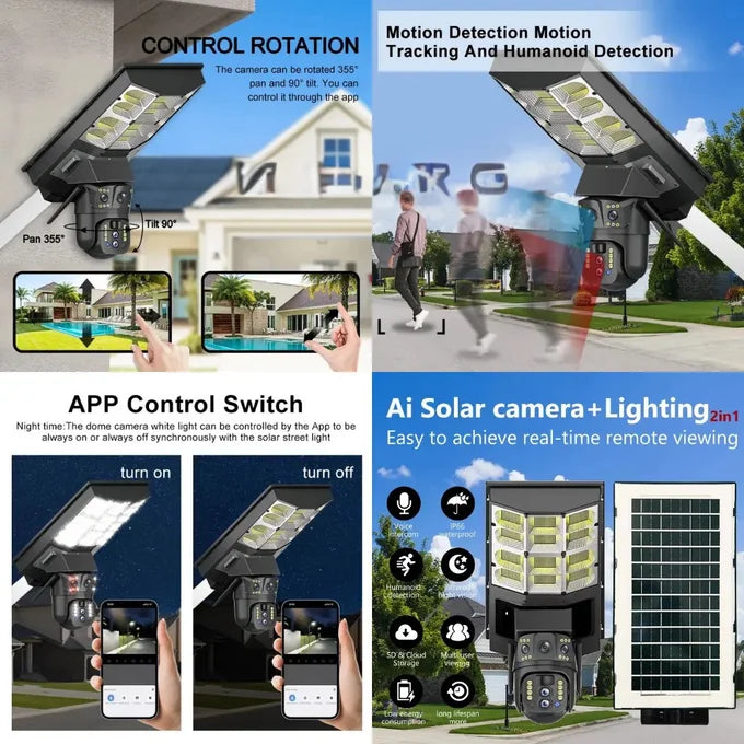 Projecteur Solaire avec Caméra 12MP 4G – Surveillance et Éclairage 2 en 1