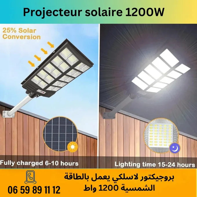 Projecteur Solaire 1200W Sans Fil – Éclairage Extérieur Puissant et Autonome