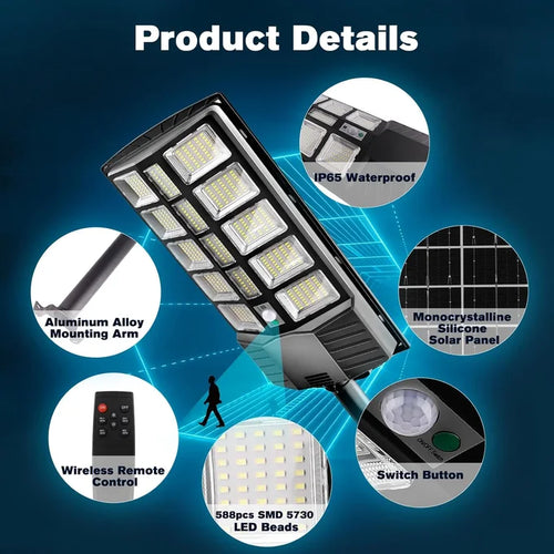 Projecteur Solaire 1200W Sans Fil – Éclairage Extérieur Puissant et Autonome