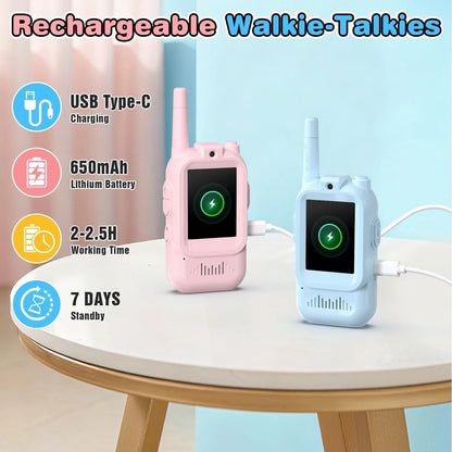 Talkies-Walkies Vidéo 720p pour Enfants – Double Caméra, Écran et Batterie Rechargeable