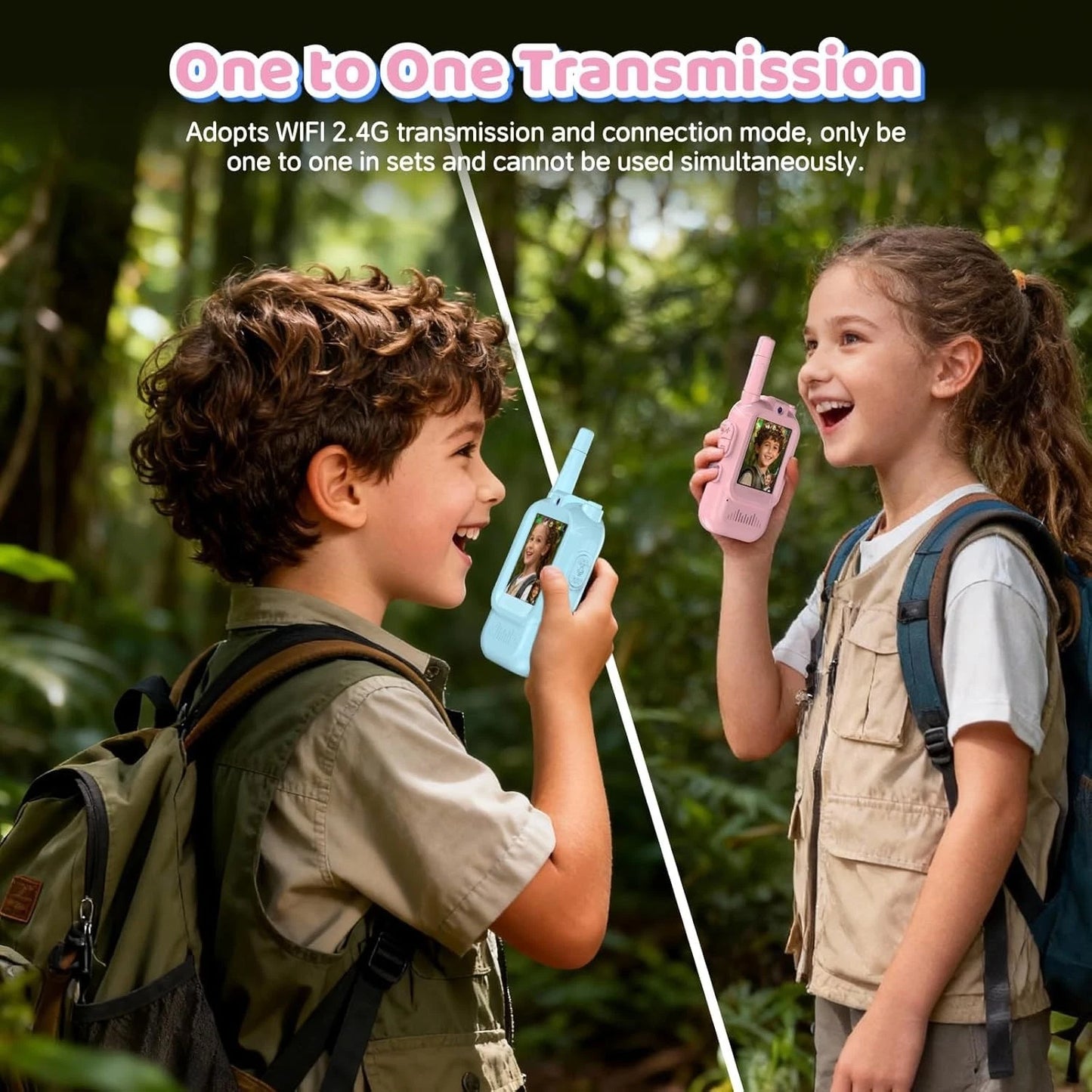 Talkies-Walkies Vidéo 720p pour Enfants – Double Caméra, Écran et Batterie Rechargeable
