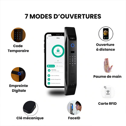 Serrure Connectée Biométrique 6-en-1 avec Face ID et RFID